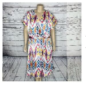 Ashley Stewart Colorful Chevron Patterned Dress w/ Pockets NWT